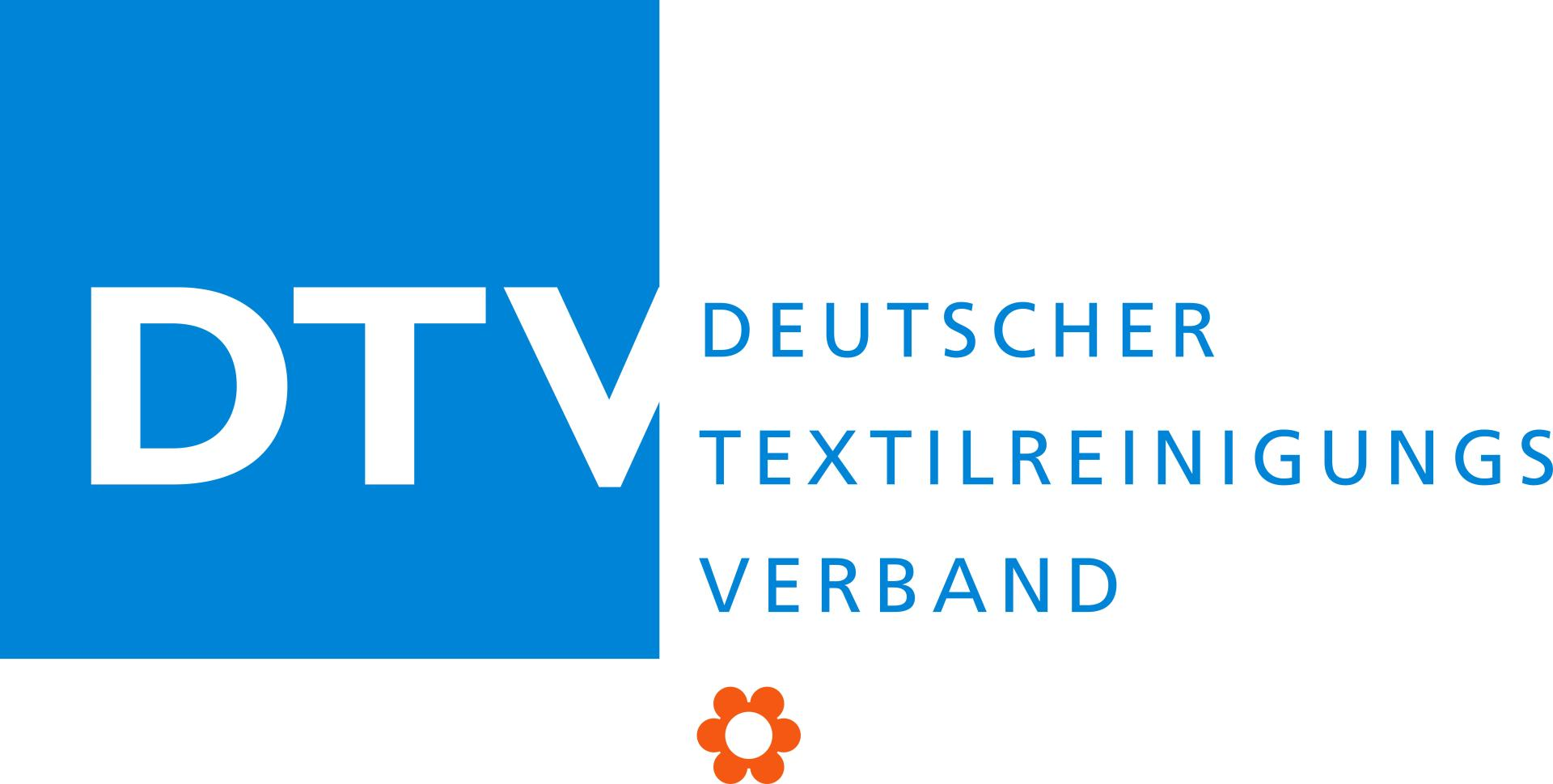 Logo des Deutschen Textilreinigungs-Verbands (DTV) mit blauem Schriftzug