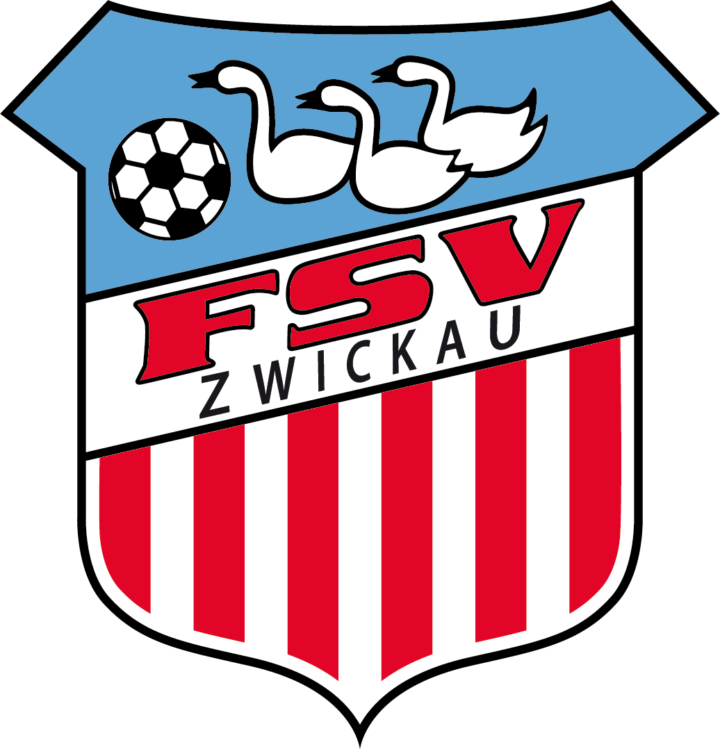 Vereinswappen des FSV Zwickau mit drei Schwänen und Fußball
